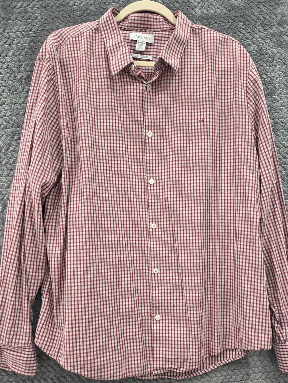 Chaps Men's Red and White Gingham Button-Down Shirt